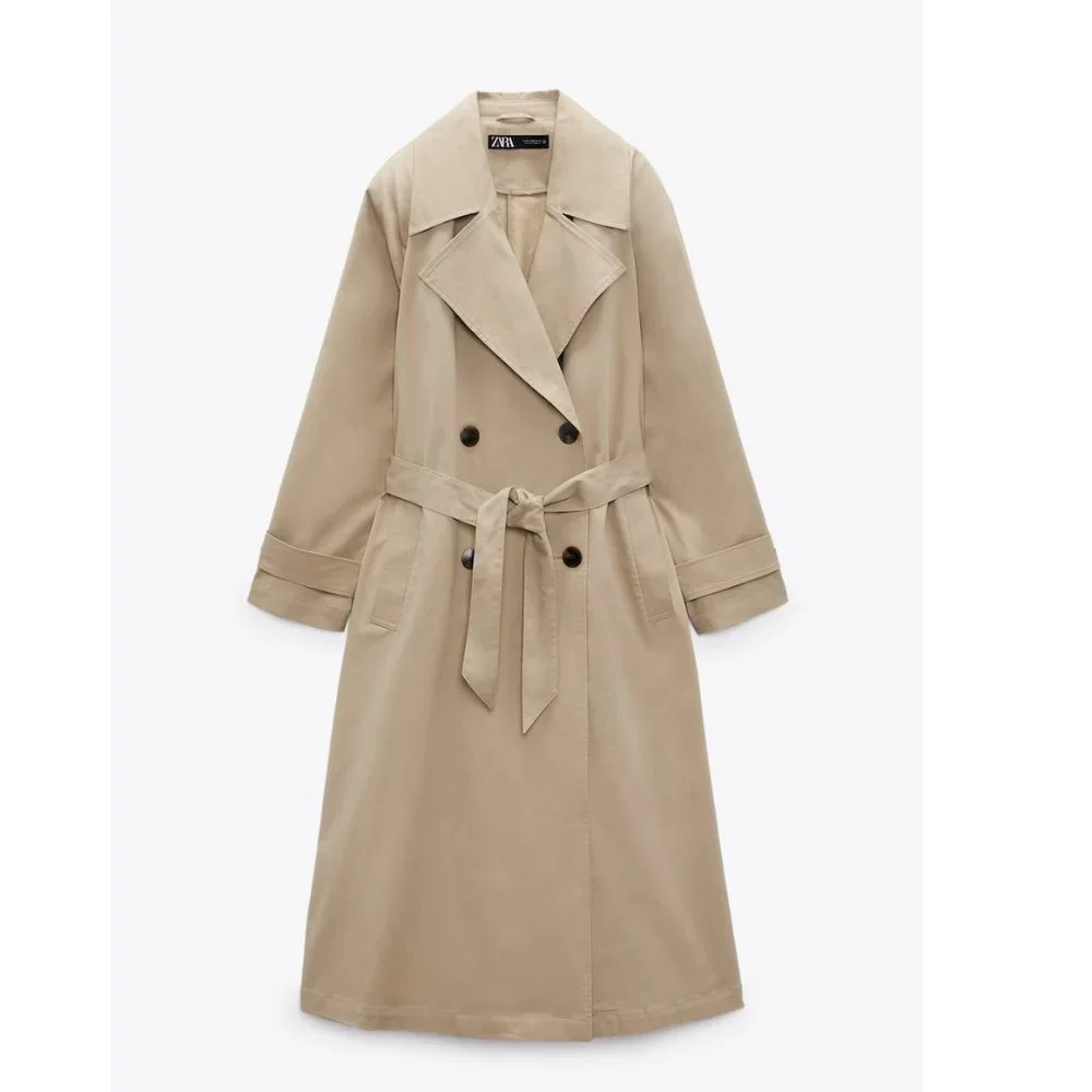 Zara Basic Belted Trench Coat Beige NWT - Picture 16 of 17